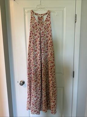 Lovestitch Floral Maxi Dress in Cream with Pink & Mustard